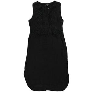 Gypsy 05 Global Village Black Sleeveless Crochet Detail Cotton Dress Size M